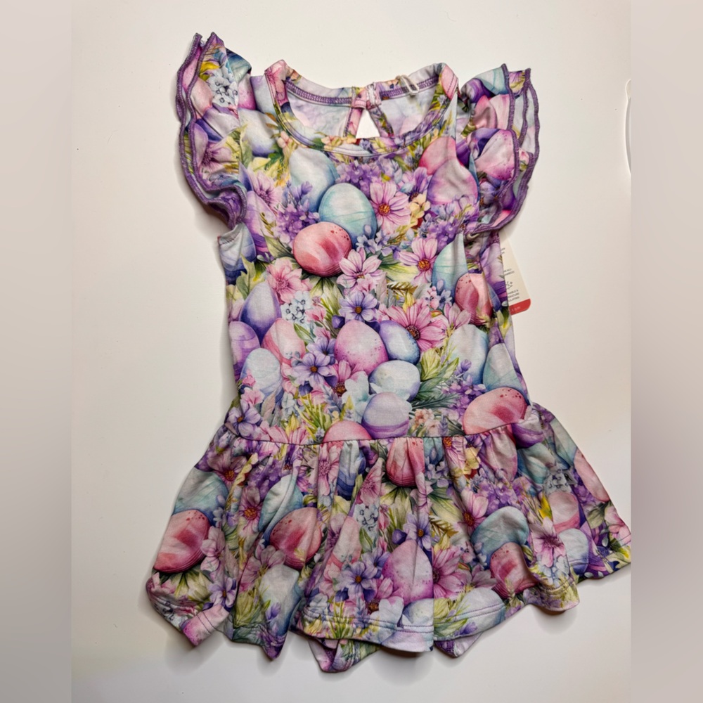 Bums & Roses‎ Ruffle Dress So Eggstra 6-12 months bamboo Easter egg twirl NEW